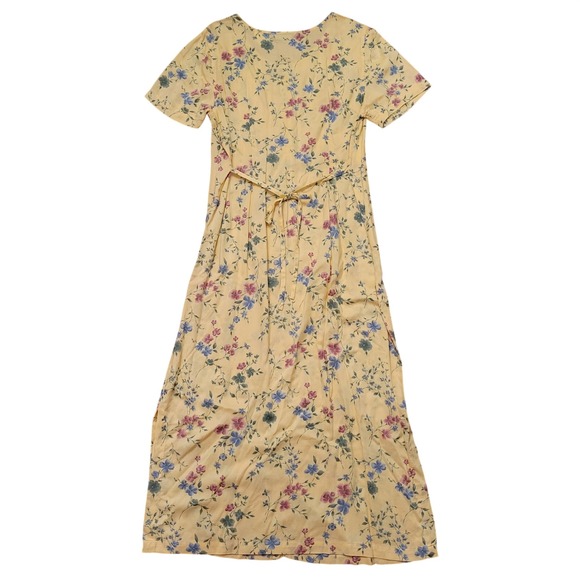 Erika M Yellow Floral Dainty Ditzy Print Cottage Prairie Dress Button Front Chic - Picture 8 of 10